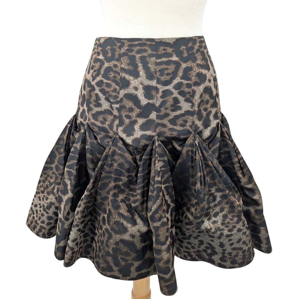 Lanvin Hiver 2013 Leopard Jacquard Sculptural Ruffle Skirt France 40 Silk
